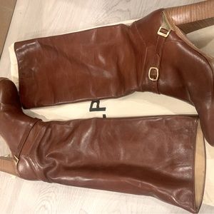 APC leather high boots brown